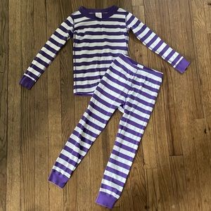 Hanna Andersson long john purple striped pajamas for kids